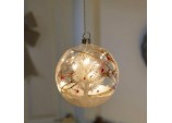 Xmas 15cm 10 LEDs hand-painted ROUND Orb Glass Bauble w festive twigs & berries