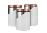 Tower White and Rose Gold Set of 3 Canisters, Stainless Steel, T826001RW