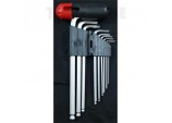 Ball End Hex Keys With Handle, 9 Piece, Chrome Alloy  by Toolzone